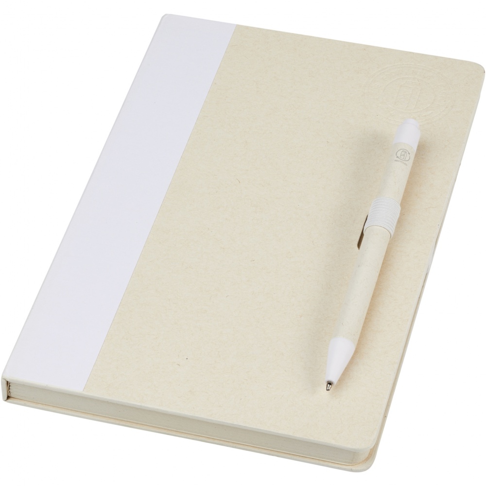 Logotrade promotional merchandise image of: Dairy Dream A5 size reference recycled milk cartons notebook and ballpoint pen set