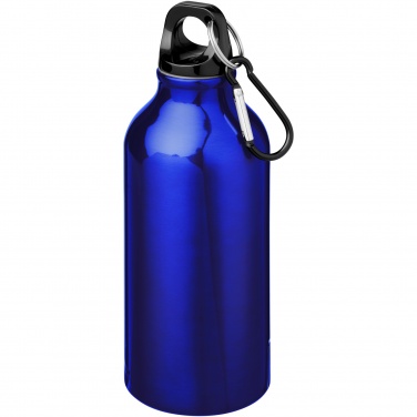 Logo trade advertising products picture of: Oregon 400 ml RCS certified recycled aluminium water bottle with carabiner