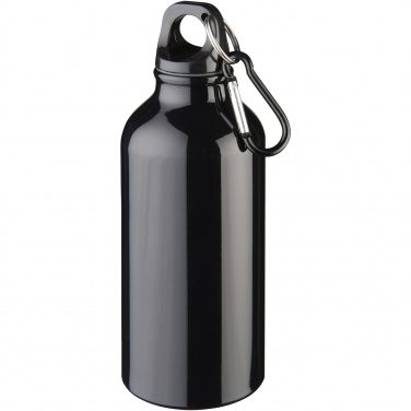 Logotrade promotional product picture of: Oregon 400 ml RCS certified recycled aluminium water bottle with carabiner