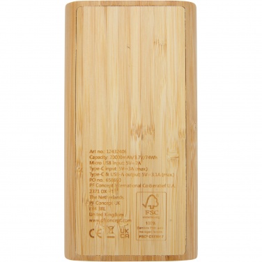 Logo trade corporate gifts picture of: Tulda 20.000 mAh bamboo power bank