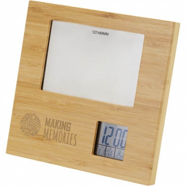 Logo trade advertising products image of: Sasa bamboo photo frame with thermometer