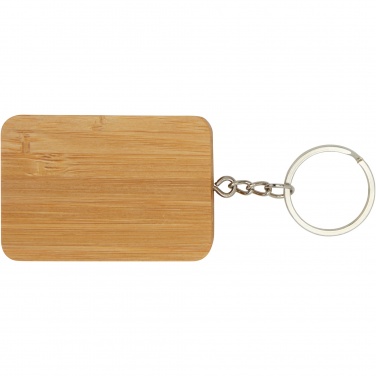 Logo trade advertising products image of: Reel 6-in-1 retractable bamboo key ring charging cable