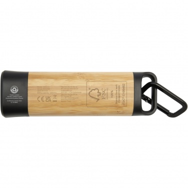 Logo trade business gift photo of: Kuma bamboo/RCS recycled plastic torch with carabiner