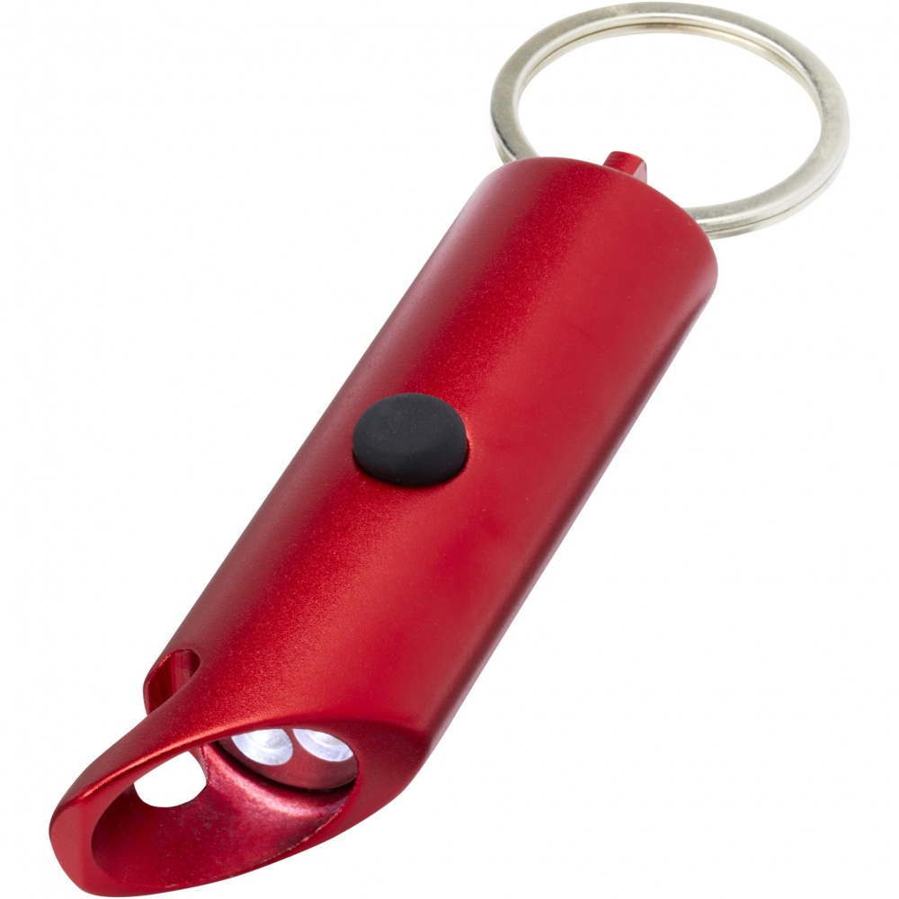 Logotrade promotional gift picture of: Flare RCS recycled aluminium IPX LED light and bottle opener with keychain