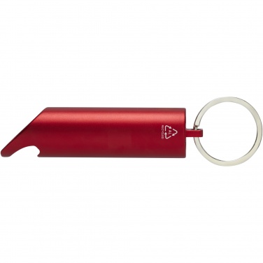 Logotrade promotional gift picture of: Flare RCS recycled aluminium IPX LED light and bottle opener with keychain