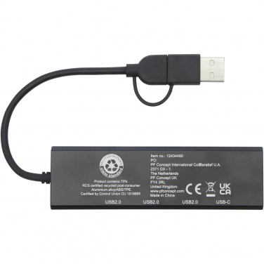 Logo trade business gift photo of: Rise RCS recycled aluminium USB 2.0 hub