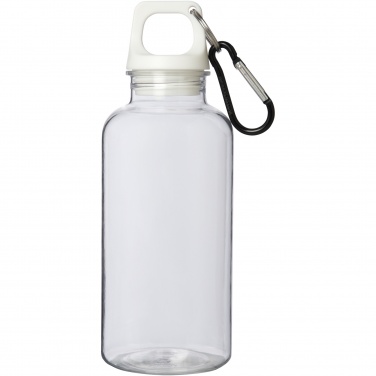 Logotrade promotional item image of: Oregon 400 ml RCS certified recycled plastic water bottle with carabiner