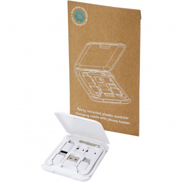 Logo trade promotional merchandise image of: Savvy recycled plastic modular charging cable with phone holder