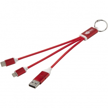 Logotrade promotional item picture of: Metal 4-in-1 recycled aluminium charging cable with keychain