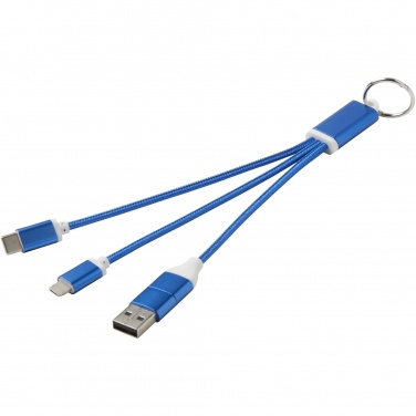 Logo trade business gift photo of: Metal 4-in-1 recycled aluminium charging cable with keychain