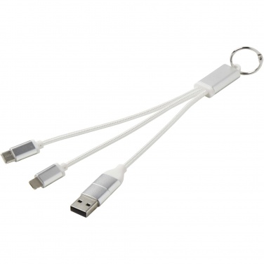 Logotrade promotional gift picture of: Metal 4-in-1 recycled aluminium charging cable with keychain