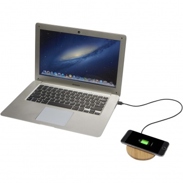 Logo trade promotional items picture of: Essence 15W bamboo wireless charging pad