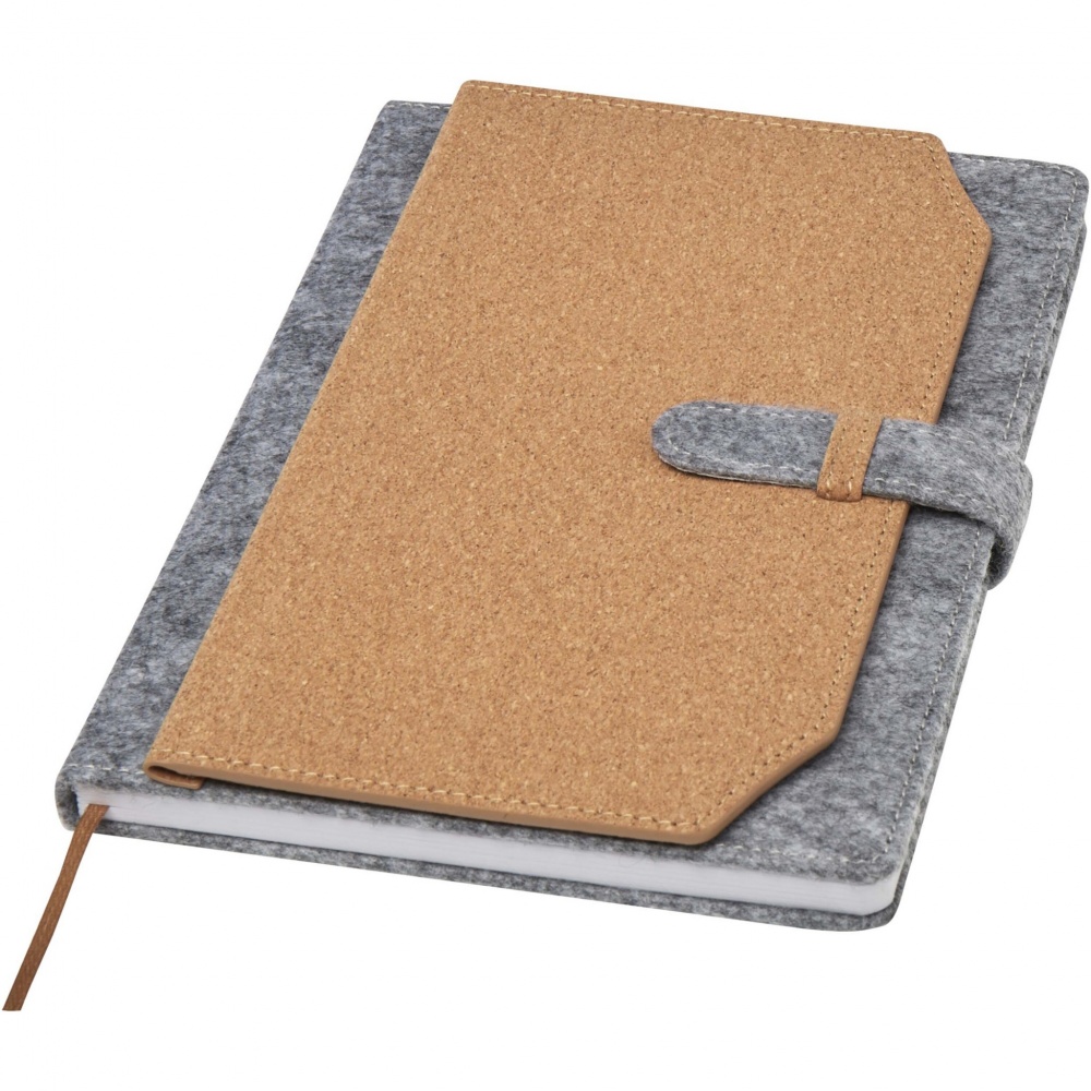 Logo trade advertising products image of: Viviana A5 recycled felt and cork notebook