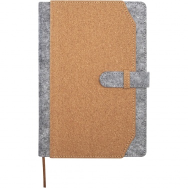 Logo trade advertising product photo of: Viviana A5 recycled felt and cork notebook