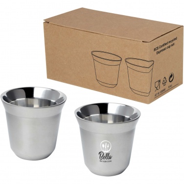 Logo trade promotional giveaways image of: Duo 80 ml RCS certified stainless steel espresso cup set 