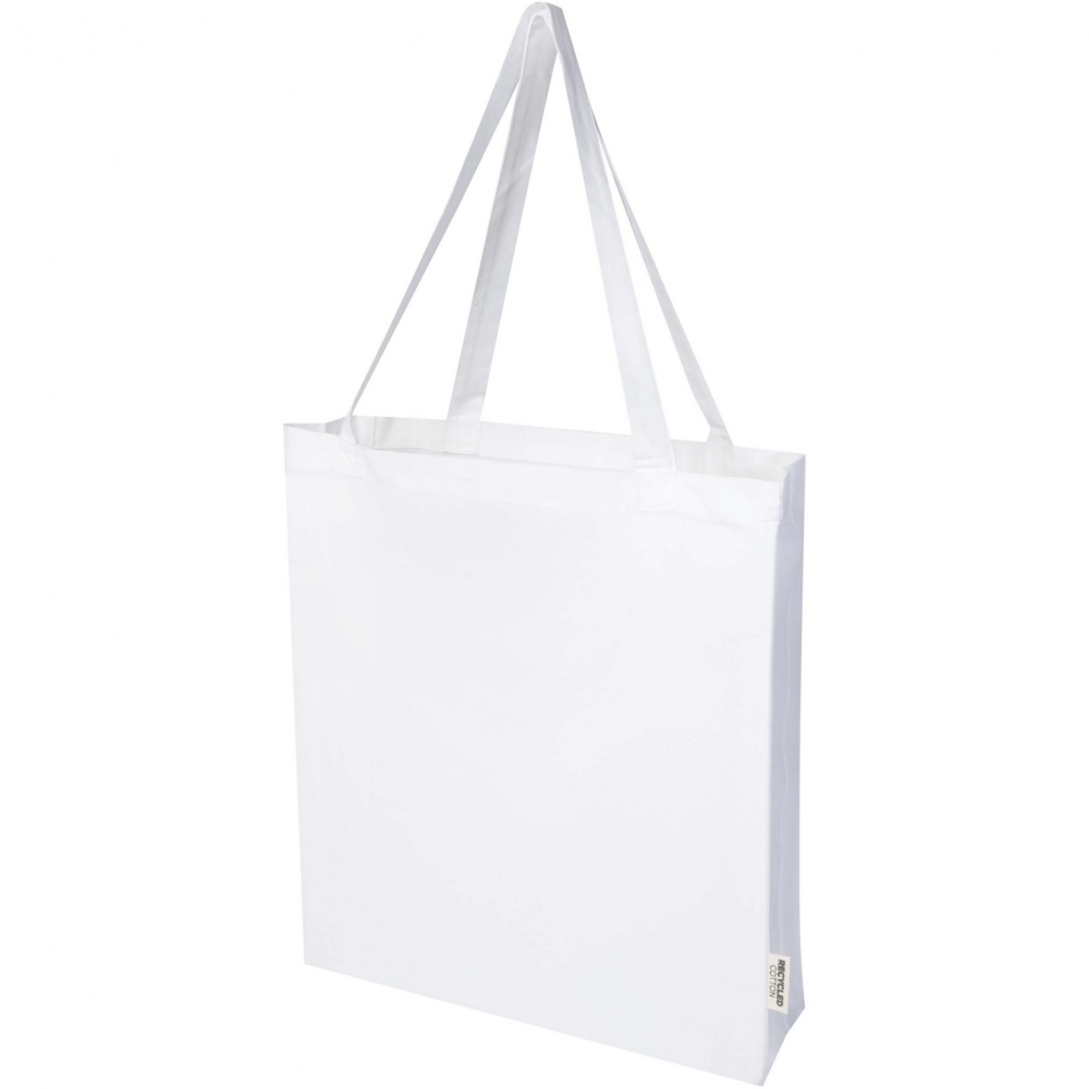 Logo trade corporate gifts picture of: Madras 140 g/m² GRS recycled cotton gusset tote bag