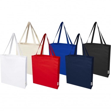 Logo trade promotional products image of: Madras 140 g/m² GRS recycled cotton gusset tote bag