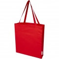 Madras 140 g/m² GRS recycled cotton gusset tote bag, Red