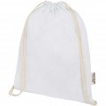 Oregon 140 g/m² GRS recycled cotton drawstring bag, White