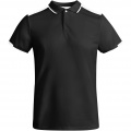 Tamil short sleeve kids sports polo, Solid black / White