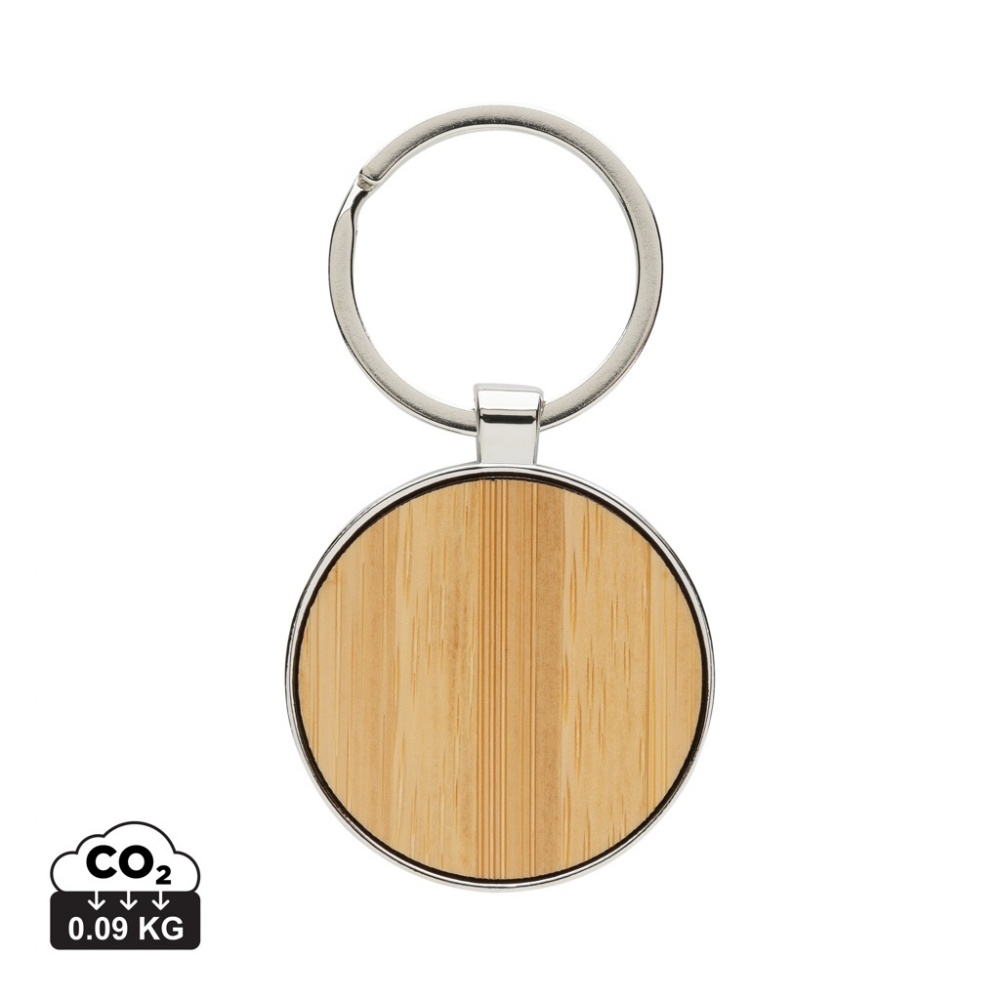 Logotrade promotional giveaway image of: RCS recycled zinc alloy round keychain with bamboo