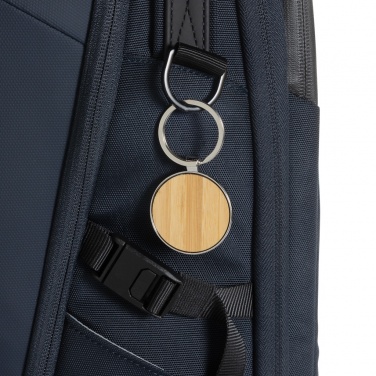 Logotrade corporate gift image of: RCS recycled zinc alloy round keychain with bamboo