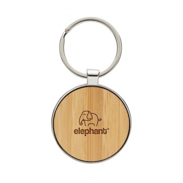 Logo trade promotional giveaway photo of: RCS recycled zinc alloy round keychain with bamboo