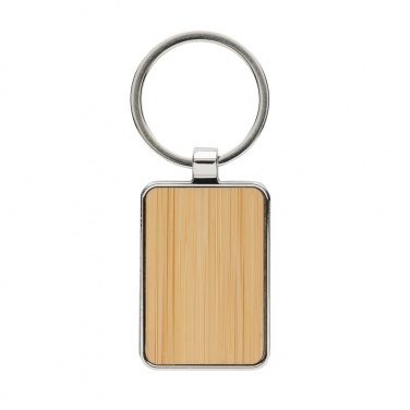 Logotrade promotional gift image of: RCS recycled zinc alloy rectangle keychain with bamboo