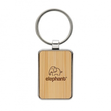 Logotrade promotional gift image of: RCS recycled zinc alloy rectangle keychain with bamboo