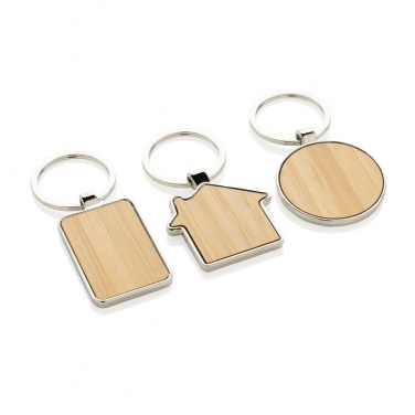 Logotrade promotional gift picture of: RCS recycled zinc alloy rectangle keychain with bamboo