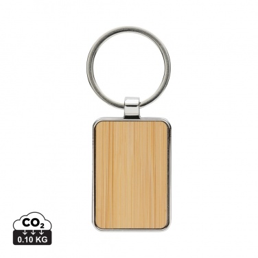 Logo trade promotional gifts image of: RCS recycled zinc alloy rectangle keychain with bamboo