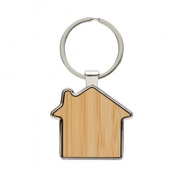 Logo trade promotional item photo of: RCS recycled zinc alloy house keychain with bamboo