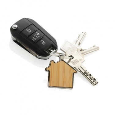 Logo trade advertising products image of: RCS recycled zinc alloy house keychain with bamboo