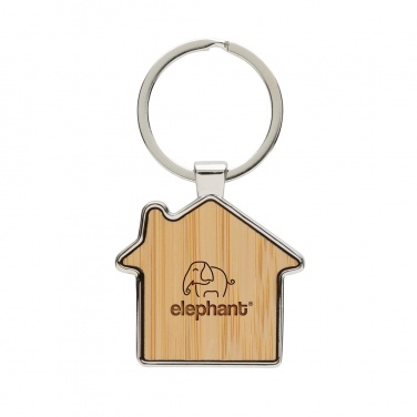 Logotrade corporate gift picture of: RCS recycled zinc alloy house keychain with bamboo