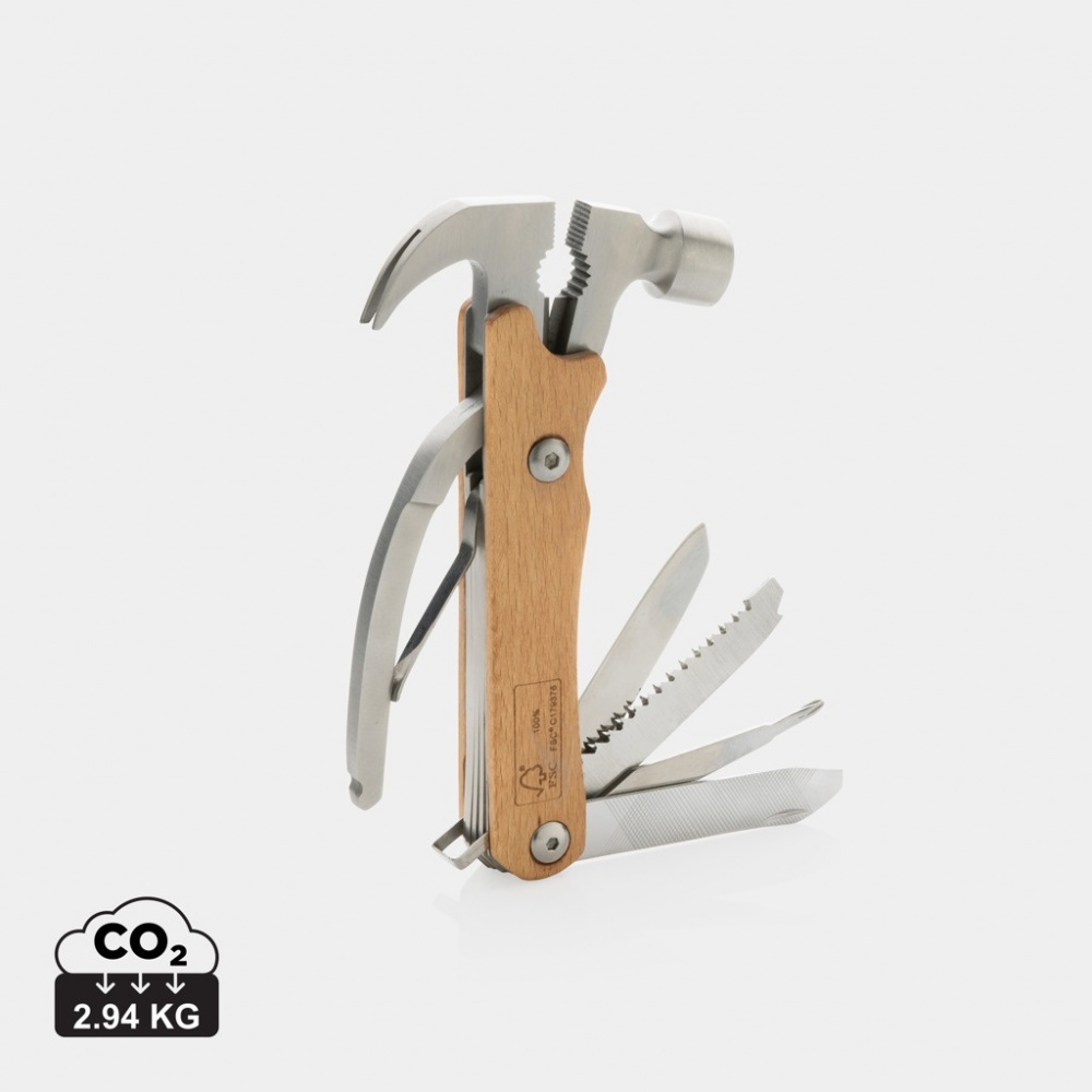 Logo trade promotional gifts image of: Wooden multi-tool hammer