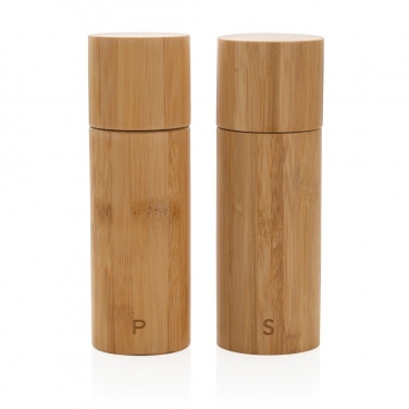 Logo trade promotional giveaways picture of: Ukiyo bamboo salt and pepper mill set