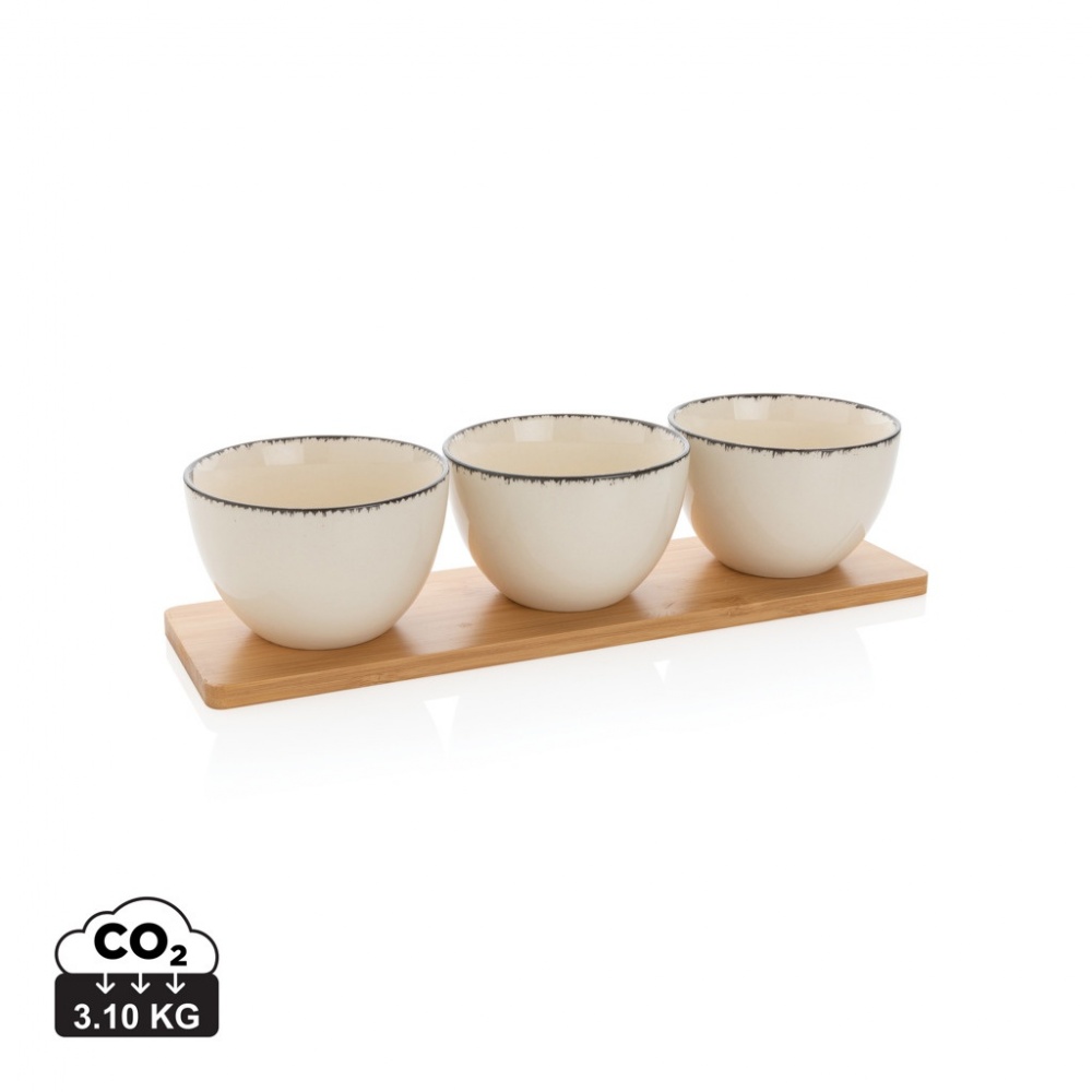 Logo trade advertising products picture of: Ukiyo 3pc serving bowl set with bamboo tray