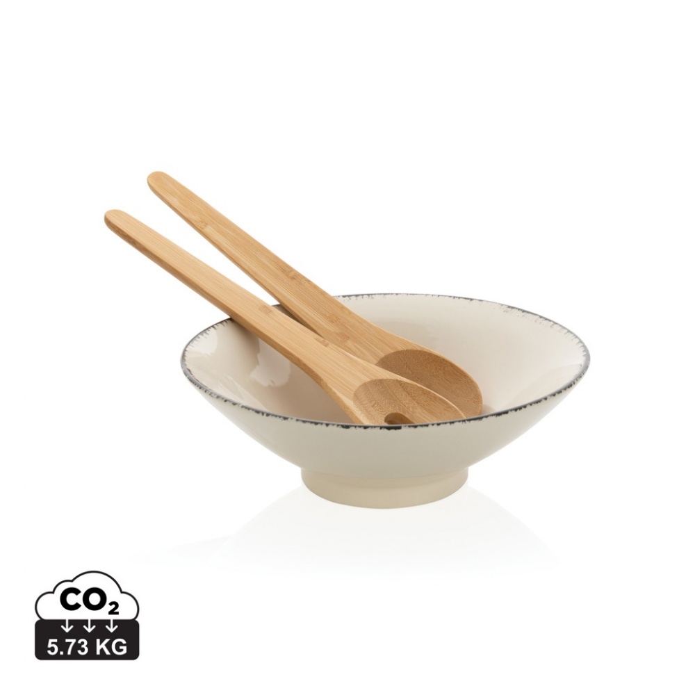 Logo trade promotional merchandise photo of: Ukiyo salad bowl with bamboo salad server