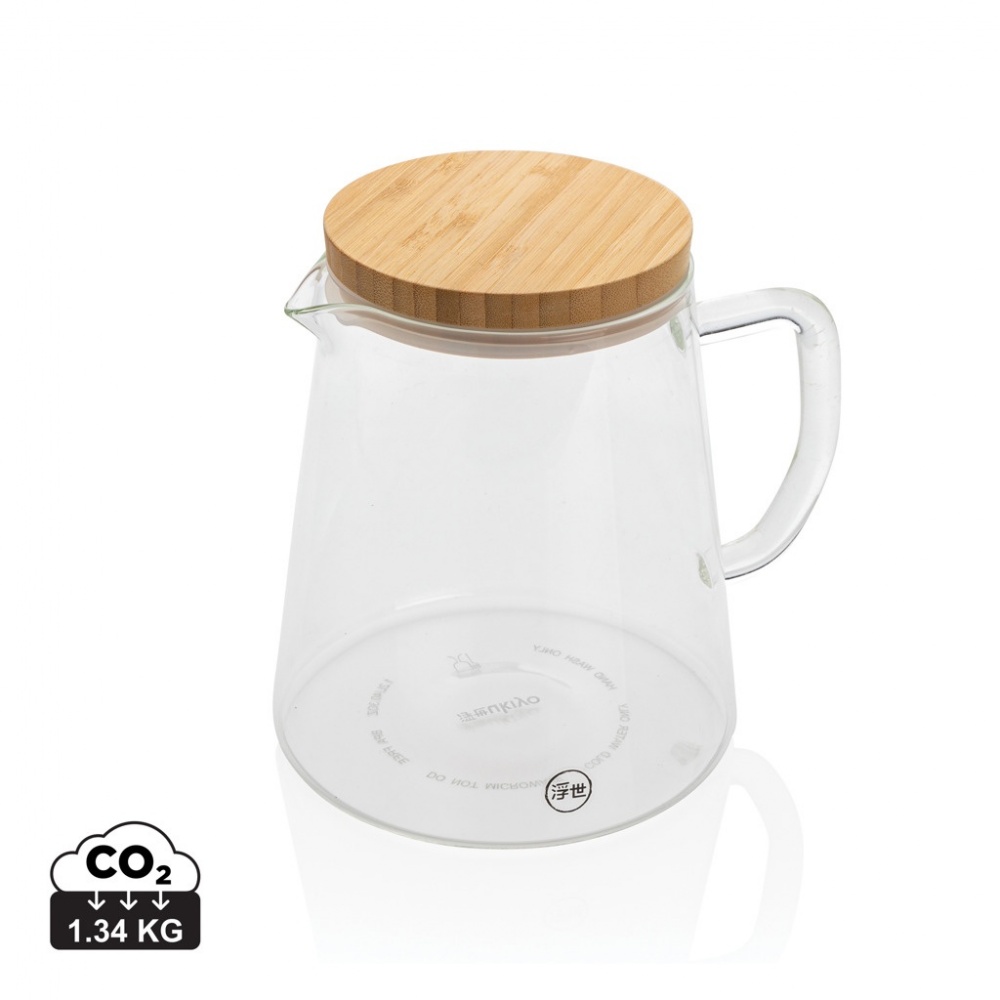 Logotrade advertising products photo of: Ukiyo borosilicate glass carafe with bamboo lid 1.2L