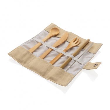 Logo trade promotional giveaway photo of: Reusable bamboo travel cutlery set