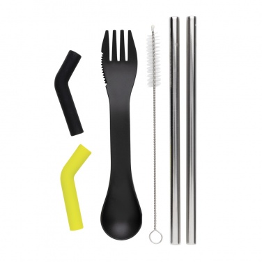 Logo trade promotional items picture of: Tierra 2pcs straw and cutlery set in pouch