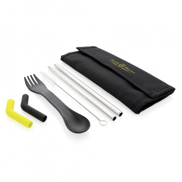 Logo trade promotional merchandise picture of: Tierra 2pcs straw and cutlery set in pouch