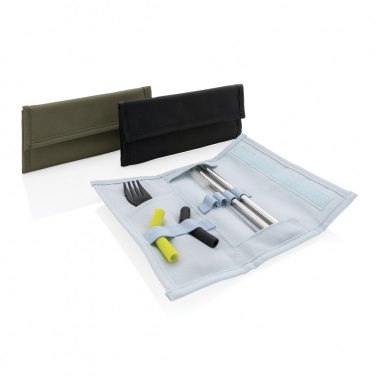 Logo trade business gift photo of: Tierra 2pcs straw and cutlery set in pouch