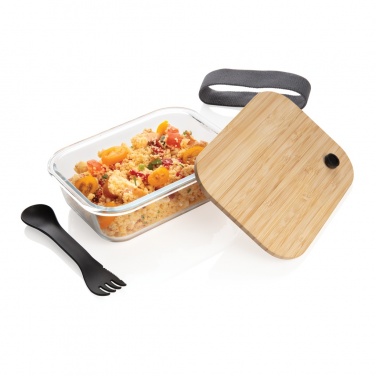 Logo trade promotional merchandise picture of: Glass lunchbox with bamboo lid