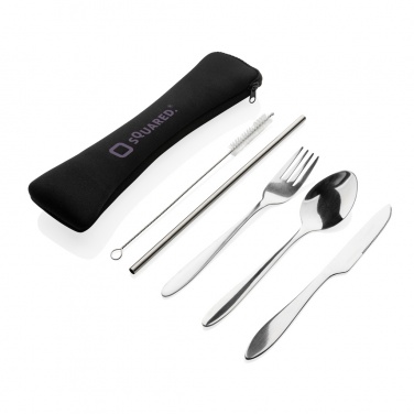 Logo trade corporate gifts image of: 4 PCS stainless steel re-usable cutlery set