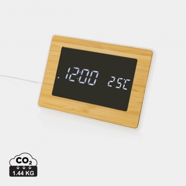 Logotrade promotional merchandise photo of: Utah RCS recycled plastic and bamboo LED clock