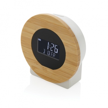 Logo trade promotional product photo of: Utah RCS rplastic and bamboo LCD desk clock