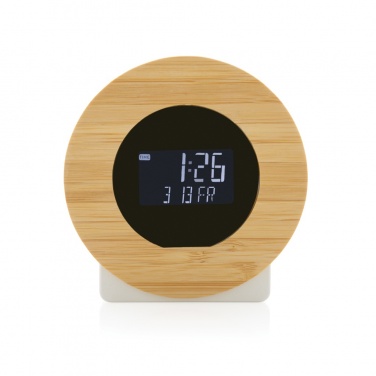 Logo trade promotional giveaway photo of: Utah RCS rplastic and bamboo LCD desk clock