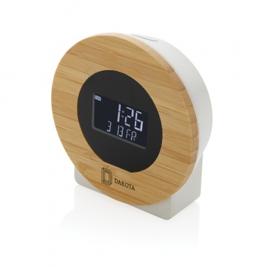 Logo trade promotional merchandise picture of: Utah RCS rplastic and bamboo LCD desk clock