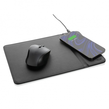 Logo trade promotional product photo of: Swiss Peak RCS recycled PU 10W wireless charging mousepad